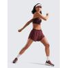 imageCRZ YOGA Running Shorts for Women High Waisted V Split for Gym Workout Athletic Track with Liner Breathable Quick DryRed Merlot