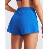imageCRZ YOGA Running Shorts for Women High Waisted V Split for Gym Workout Athletic Track with Liner Breathable Quick DrySparkle Blue