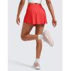 imageCRZ YOGA Tennis Skirts for Women High Waisted Side Slit Running Workout Athletic Mini A Line Skort with PocketsDeep Red