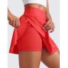 imageCRZ YOGA Tennis Skirts for Women High Waisted Side Slit Running Workout Athletic Mini A Line Skort with PocketsDeep Red