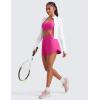 imageCRZ YOGA Tennis Skirts for Women High Waisted Side Slit Running Workout Athletic Mini A Line Skort with PocketsHibiscus Purple
