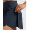 imageCRZ YOGA Tennis Skirts for Women High Waisted Side Slit Running Workout Athletic Mini A Line Skort with PocketsTrue Navy