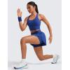 imageCRZ YOGA Tennis Skirts for Women High Waisted Side Slit Running Workout Athletic Mini A Line Skort with PocketsWaves Blue