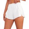 imageCRZ YOGA Running Shorts for Women High Waisted V Split for Gym Workout Athletic Track with Liner Breathable Quick DryWhite