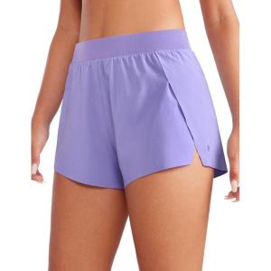 imageCRZ YOGA Running Shorts for Women High Waisted V Split for Gym Workout Athletic Track with Liner Breathable Quick DryDark Lavender Purple