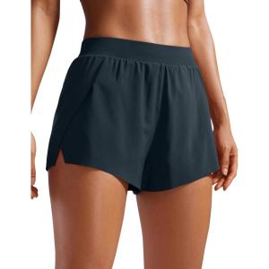 imageCRZ YOGA Running Shorts for Women High Waisted V Split for Gym Workout Athletic Track with Liner Breathable Quick DryTrue Navy