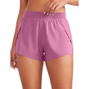 imageCRZ YOGA Running Shorts for Women High Waisted V Split for Gym Workout Athletic Track with Liner Breathable Quick DryVelvet Dust