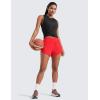 imageCRZ YOGA High Waisted Dolphin Shorts for Women 3 for Running Athletic Workout Gym with Zipper Pockets LinerDeep Red
