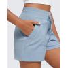 imageCRZ YOGA Lightweight Casual Shorts for Women 35quot High Waisted Linerless Athletic Running Hiking Shorts with Zip PocketsCambric Blue