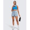 imageCRZ YOGA Lightweight Casual Shorts for Women 35quot High Waisted Linerless Athletic Running Hiking Shorts with Zip PocketsCambric Blue