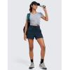 imageCRZ YOGA Lightweight Casual Shorts for Women 35quot High Waisted Linerless Athletic Running Hiking Shorts with Zip PocketsInk Blue