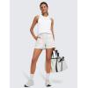 imageCRZ YOGA Lightweight Casual Shorts for Women 35quot High Waisted Linerless Athletic Running Hiking Shorts with Zip PocketsMilky White Bone