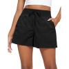imageCRZ YOGA Lightweight Casual Shorts for Women 35quot High Waisted Linerless Athletic Running Hiking Shorts with Zip PocketsBlack