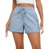 imageCRZ YOGA Lightweight Casual Shorts for Women 35quot High Waisted Linerless Athletic Running Hiking Shorts with Zip PocketsCambric Blue