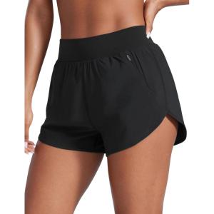 imageCRZ YOGA High Waisted Dolphin Shorts for Women 3 for Running Athletic Workout Gym with Zipper Pockets LinerBlack