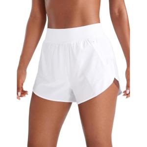 imageCRZ YOGA High Waisted Dolphin Shorts for Women 3 for Running Athletic Workout Gym with Zipper Pockets LinerWhite