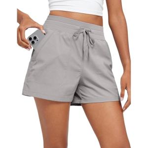 imageCRZ YOGA Lightweight Casual Shorts for Women 35quot High Waisted Linerless Athletic Running Hiking Shorts with Zip PocketsDark Chrome