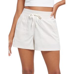imageCRZ YOGA Lightweight Casual Shorts for Women 35quot High Waisted Linerless Athletic Running Hiking Shorts with Zip PocketsMilky White Bone