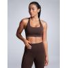 imageCRZ YOGA Butterbreeze Square Neck Sports Bras for Women  Strappy Thin Straps Wireless Workout Traning Padded Gym Cami TopHot Fudge Brown
