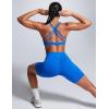 imageCRZ YOGA Butterbreeze Square Neck Sports Bras for Women  Strappy Thin Straps Wireless Workout Traning Padded Gym Cami TopSparkle Blue