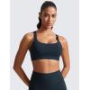 imageCRZ YOGA Butterlift Womens Racerback Padded Sports Bras  Medium Impact Scoop Neck Adjustable Straps Gym Workout TopTrue Navy