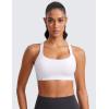 imageCRZ YOGA Butterlift Womens Racerback Padded Sports Bras  Medium Impact Scoop Neck Adjustable Straps Gym Workout TopWhite