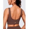 imageCRZ YOGA Butterluxe Womens VNeck Longline Sports Bra  Wireless UShaped Open Back Yoga Low Impact Padded Crop TopCoffee Brown