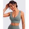 imageCRZ YOGA Butterluxe Womens VNeck Longline Sports Bra  Wireless UShaped Open Back Yoga Low Impact Padded Crop TopGrey Sage