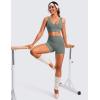 imageCRZ YOGA Butterluxe Womens VNeck Longline Sports Bra  Wireless UShaped Open Back Yoga Low Impact Padded Crop TopGrey Sage