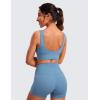 imageCRZ YOGA Butterluxe Womens VNeck Longline Sports Bra  Wireless UShaped Open Back Yoga Low Impact Padded Crop TopUniverse Blue