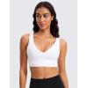 imageCRZ YOGA Butterluxe Womens VNeck Longline Sports Bra  Wireless UShaped Open Back Yoga Low Impact Padded Crop TopWhite