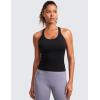 imageCRZ YOGA Seamless Ribbed Womens Tank Top Racerback Camisoles with Built in Bra Padded Scoop Neck Athletic Workout Slim CamiBlack