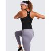 imageCRZ YOGA Seamless Ribbed Womens Tank Top Racerback Camisoles with Built in Bra Padded Scoop Neck Athletic Workout Slim CamiBlack
