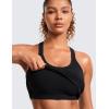 imageCRZ YOGA Seamless Ribbed Womens Tank Top Racerback Camisoles with Built in Bra Padded Scoop Neck Athletic Workout Slim CamiBlack