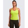imageCRZ YOGA Seamless Ribbed Womens Tank Top Racerback Camisoles with Built in Bra Padded Scoop Neck Athletic Workout Slim CamiChartreuse
