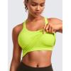 imageCRZ YOGA Seamless Ribbed Womens Tank Top Racerback Camisoles with Built in Bra Padded Scoop Neck Athletic Workout Slim CamiChartreuse