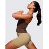 imageCRZ YOGA Seamless Ribbed Womens Tank Top Racerback Camisoles with Built in Bra Padded Scoop Neck Athletic Workout Slim CamiCoffee Brown