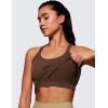 imageCRZ YOGA Seamless Ribbed Womens Tank Top Racerback Camisoles with Built in Bra Padded Scoop Neck Athletic Workout Slim CamiCoffee Brown