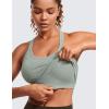 imageCRZ YOGA Seamless Ribbed Womens Tank Top Racerback Camisoles with Built in Bra Padded Scoop Neck Athletic Workout Slim CamiDark Green