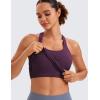 imageCRZ YOGA Seamless Ribbed Womens Tank Top Racerback Camisoles with Built in Bra Padded Scoop Neck Athletic Workout Slim CamiDeep Purple
