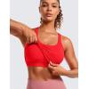 imageCRZ YOGA Seamless Ribbed Womens Tank Top Racerback Camisoles with Built in Bra Padded Scoop Neck Athletic Workout Slim CamiDeep Red