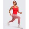 imageCRZ YOGA Seamless Ribbed Womens Tank Top Racerback Camisoles with Built in Bra Padded Scoop Neck Athletic Workout Slim CamiDeep Red