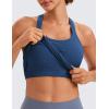imageCRZ YOGA Seamless Ribbed Womens Tank Top Racerback Camisoles with Built in Bra Padded Scoop Neck Athletic Workout Slim CamiFrench Navy