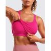 imageCRZ YOGA Seamless Ribbed Womens Tank Top Racerback Camisoles with Built in Bra Padded Scoop Neck Athletic Workout Slim CamiGranita Pink