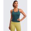 imageCRZ YOGA Seamless Ribbed Womens Tank Top Racerback Camisoles with Built in Bra Padded Scoop Neck Athletic Workout Slim CamiGreen Jade