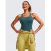 imageCRZ YOGA Seamless Ribbed Womens Tank Top Racerback Camisoles with Built in Bra Padded Scoop Neck Athletic Workout Slim CamiGreen Jade