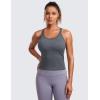 imageCRZ YOGA Seamless Ribbed Womens Tank Top Racerback Camisoles with Built in Bra Padded Scoop Neck Athletic Workout Slim CamiLight Gray 7