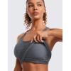 imageCRZ YOGA Seamless Ribbed Womens Tank Top Racerback Camisoles with Built in Bra Padded Scoop Neck Athletic Workout Slim CamiLight Gray 7