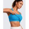 imageCRZ YOGA Seamless Ribbed Womens Tank Top Racerback Camisoles with Built in Bra Padded Scoop Neck Athletic Workout Slim CamiMadagascar Blue