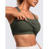 imageCRZ YOGA Seamless Ribbed Womens Tank Top Racerback Camisoles with Built in Bra Padded Scoop Neck Athletic Workout Slim CamiOlive Green